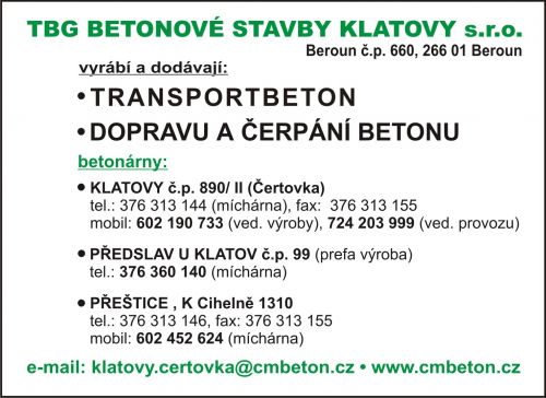 TBG BETONOVÉ STAVBY KLATOVY s.r.o.