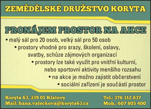 PRONÁJEM PROSTOR NA AKCE