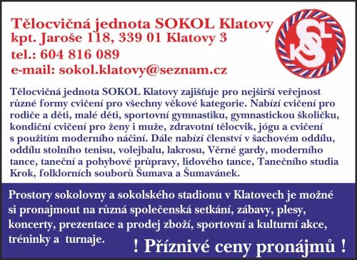 TĚLOCVIČNÁ JEDNOTA SOKOL KLATOVY